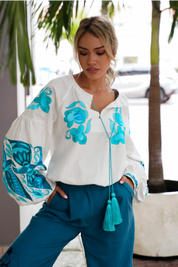 Blouse "Dana" with Embroidered Birds