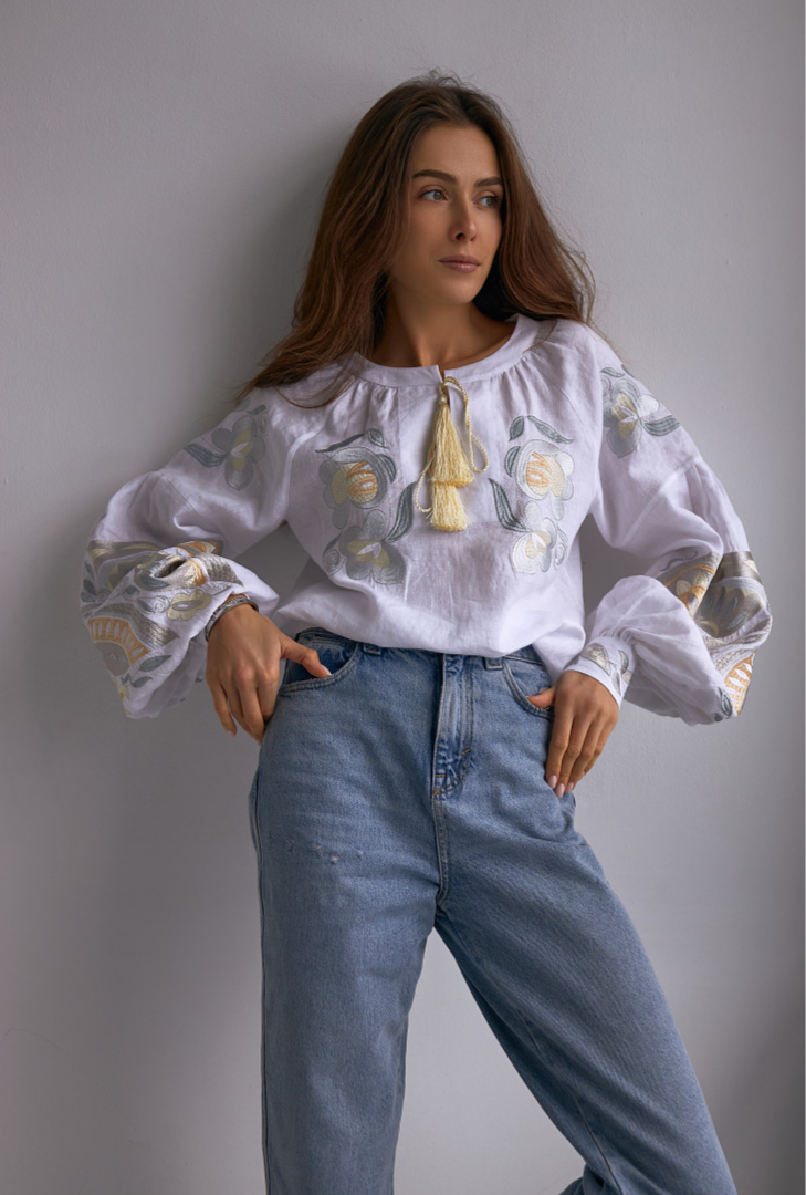 Blouse "Dana" with Embroidered Birds