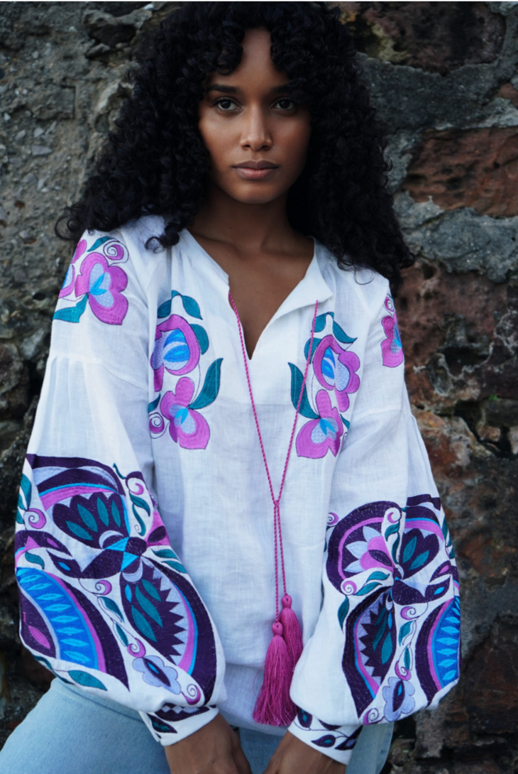 Blouse "Dana" with Embroidered Birds