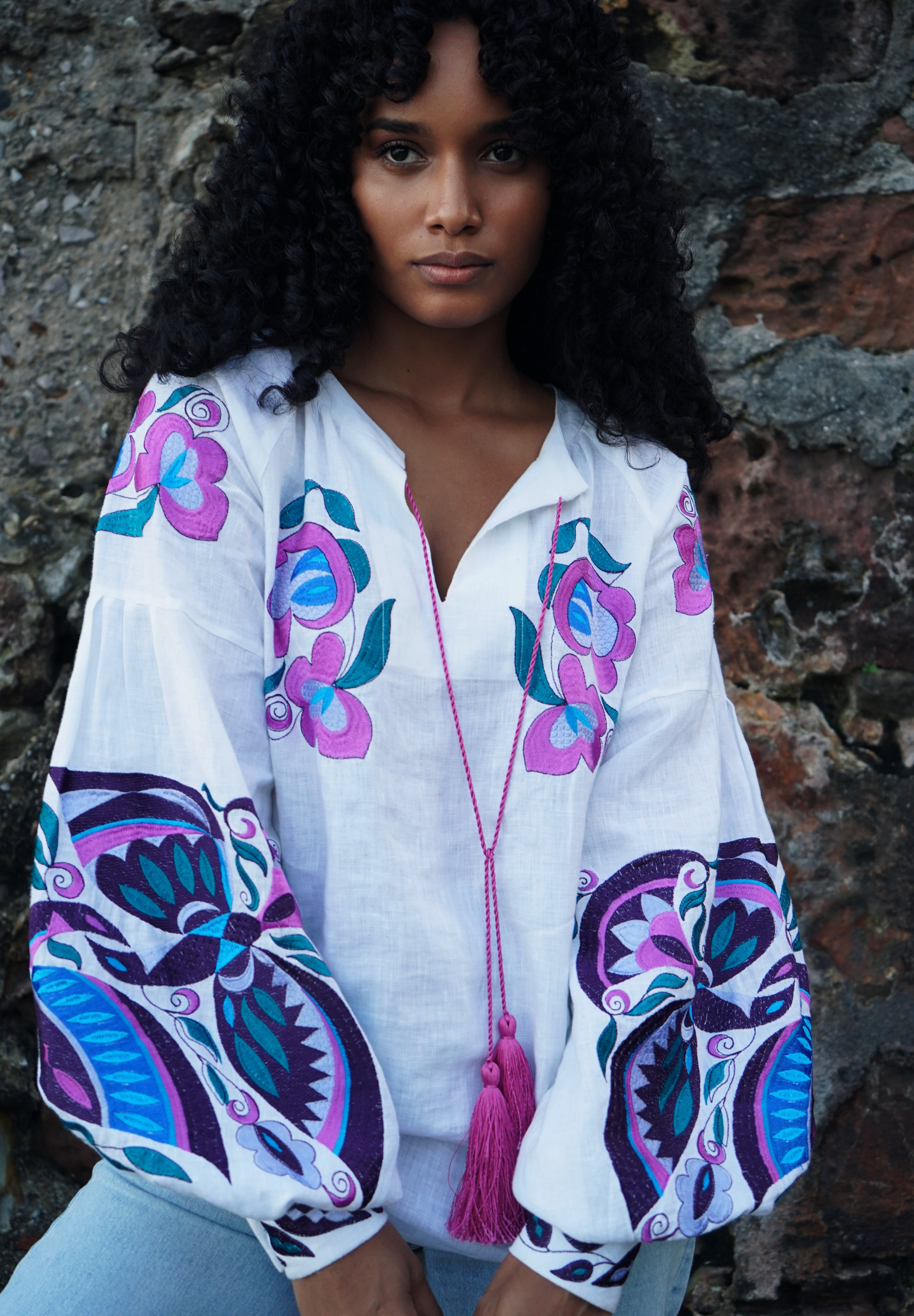 Blouse "Dana" with Embroidered Birds