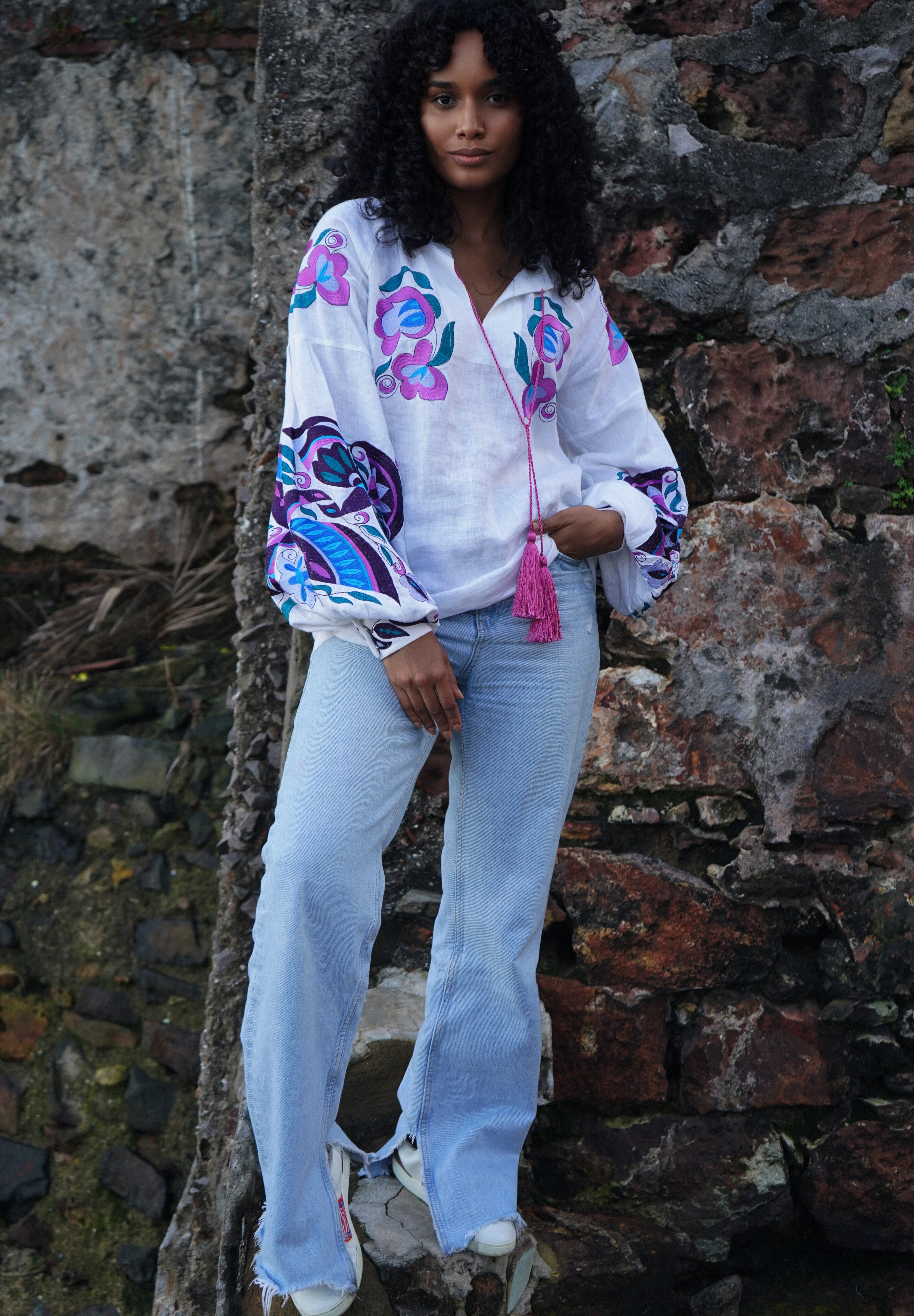 Blouse "Dana" with Embroidered Birds