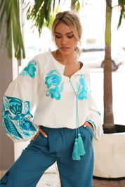 Blouse "Dana" with Embroidered Birds