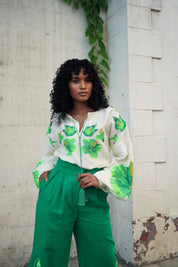 Blouse "Dana" Hibiscus - Green