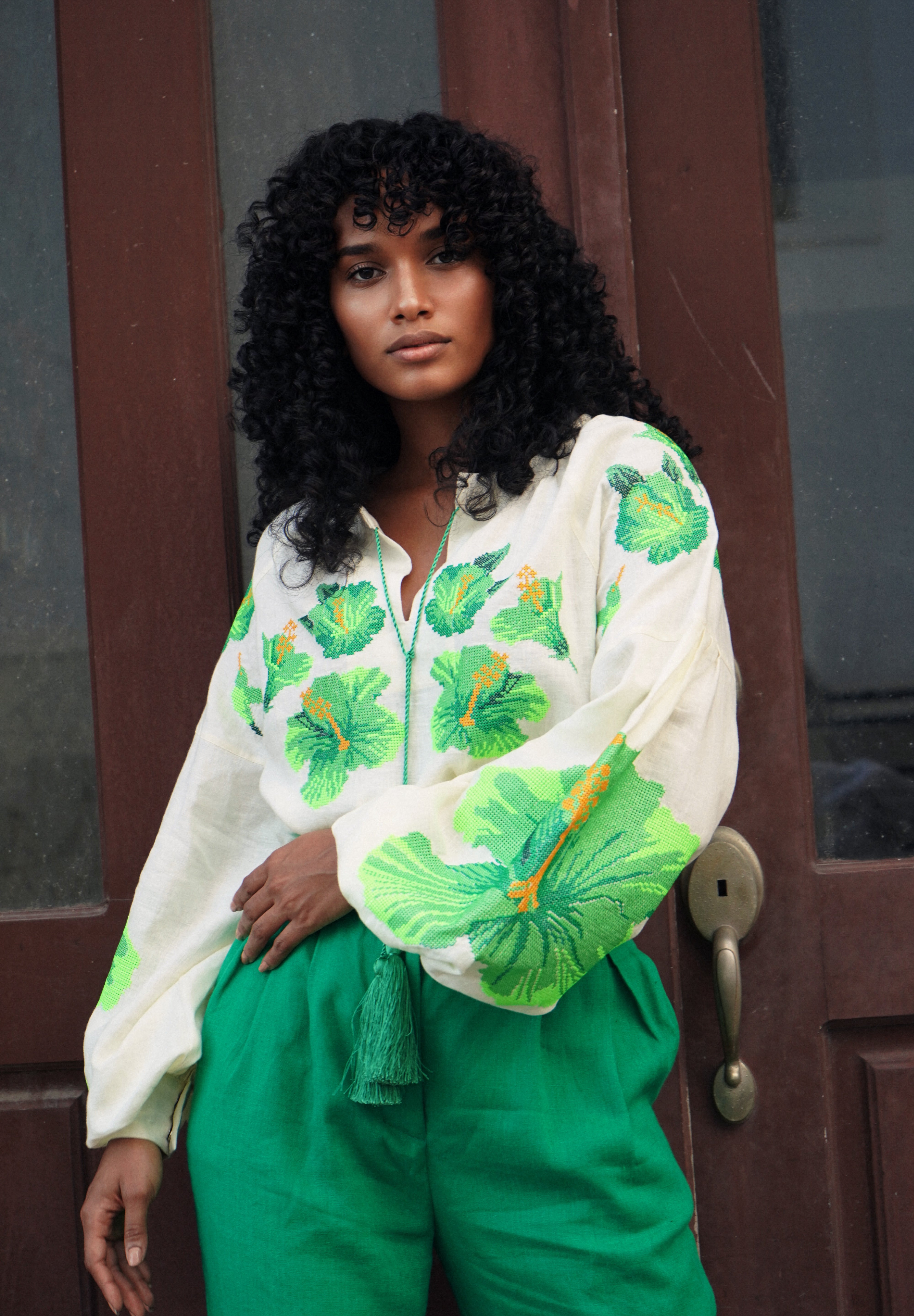 Blouse "Dana" Hibiscus - Green